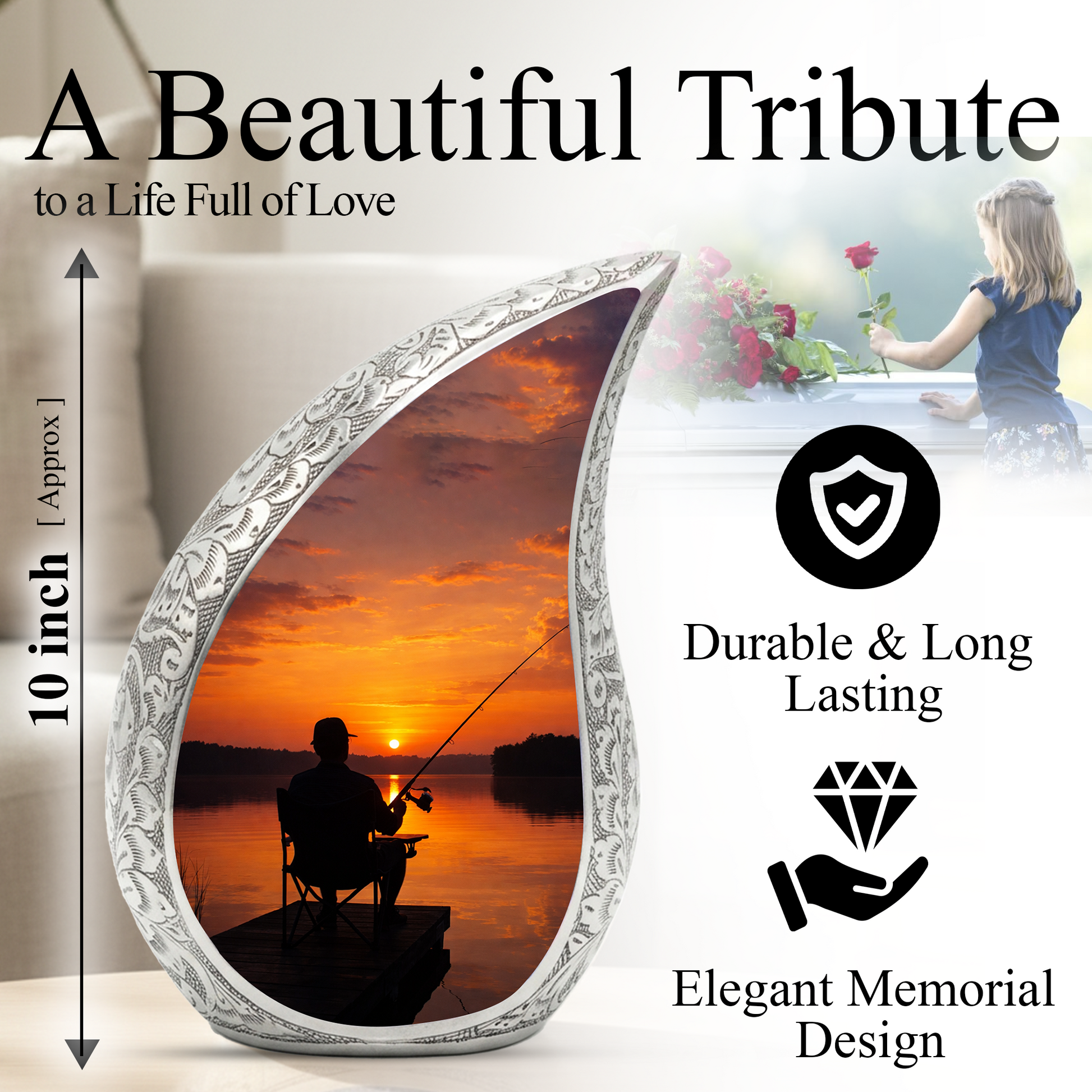 Fishing Urn for Dad | Gone Fishing Cremation Urn for Male Ashes,