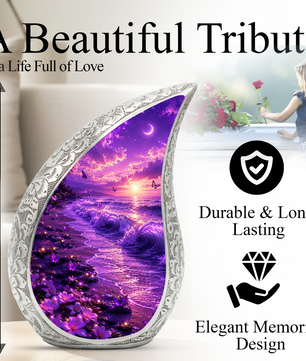 Purple Ocean Beach Cremation Urn for Adult Ashes