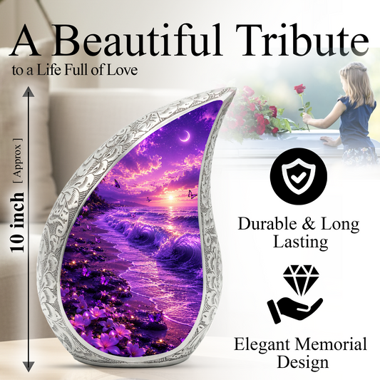 Purple Ocean Beach Cremation Urn for Adult Ashes