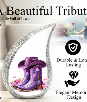 Cowgirl Boot with Hat Cremation Urn for Mom - Personalized Western Urns For Female