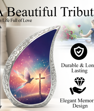 Christian Memorial Urn | Religious Urn for Ashes | Sunset Cross Urn