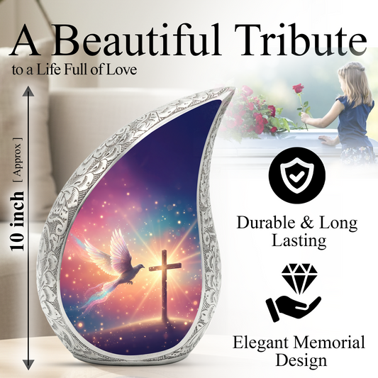Christian Memorial Urn | Religious Urn for Ashes | Sunset Cross Urn