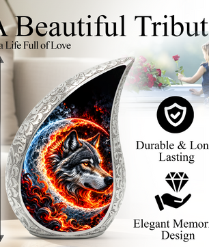 Wolf Cremation Urn for Ashes, Wolf Memorial Urn, Howling Wolf Adult Urn, Wildlife Cremation Urn