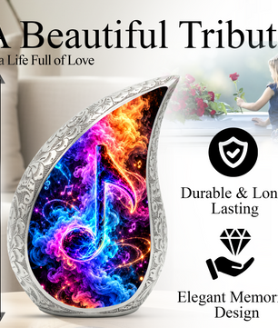Musical Note Cremation Urn for Ashes, Colorful Music Lover Memorial Urn