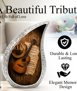 Guitar Urn for Human Ashes | Rock Music Adult Cremation Urn | Guitar Memorial Urn for Adult Ashes