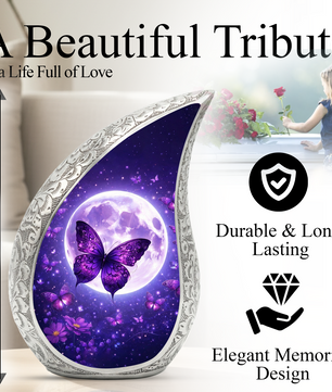 Purple Butterfly Adult Urn for Human Ashes – Premium Purple Butterfly Cremation Urn