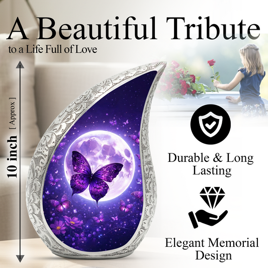 Purple Butterfly Adult Urn for Human Ashes – Premium Purple Butterfly Cremation Urn