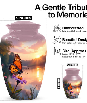 Butterfly Sunshine Urn for Human Ashes | Butterfly Sunrise Cremation Urn