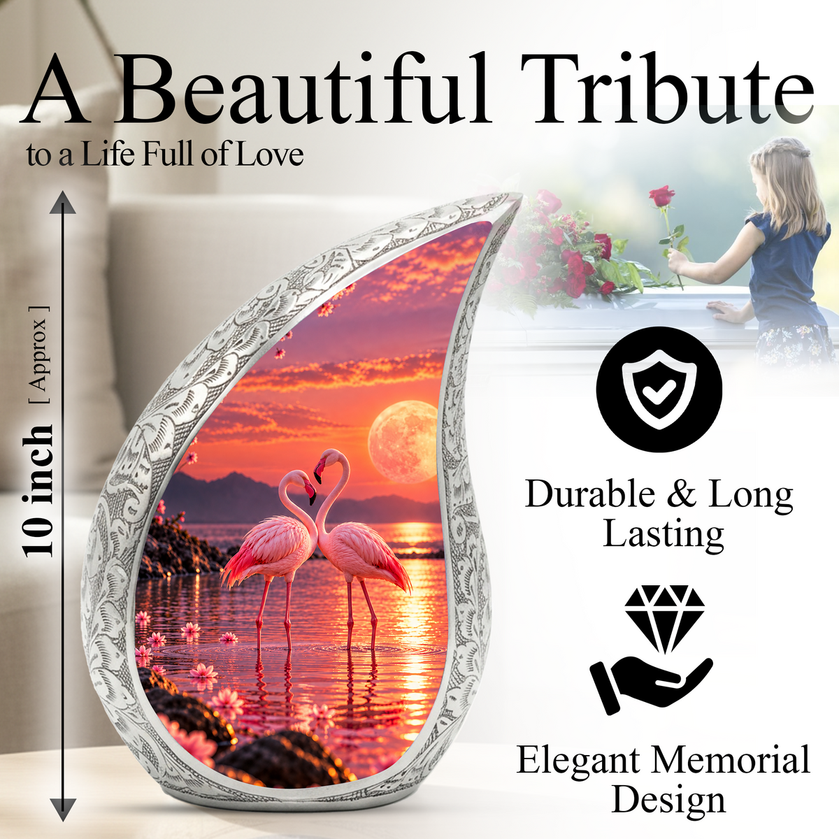 Flamingo Cremation Urn for Ashes, Flamingo Memorial Urn, Pink Flamingo Adult Urn, Bird Cremation Urn