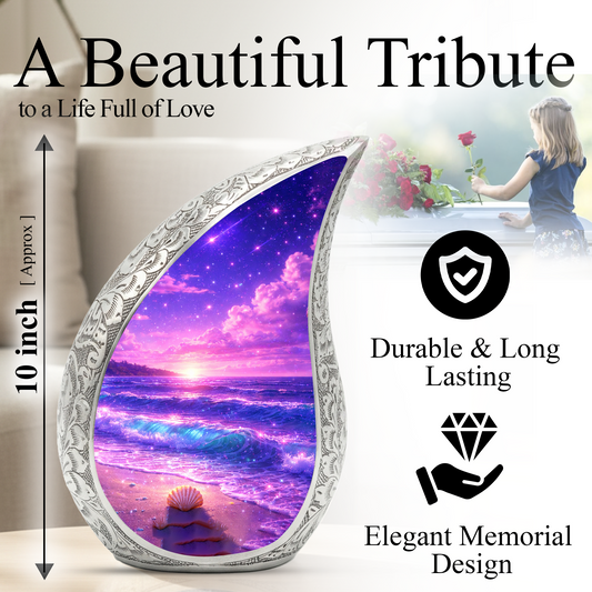 Purple Ocean Memorial Urn for Ashes, Adult Cremation Urn