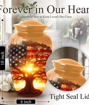 American Patriotic Memorial Large Urn - Keepsake Urn for Ashes