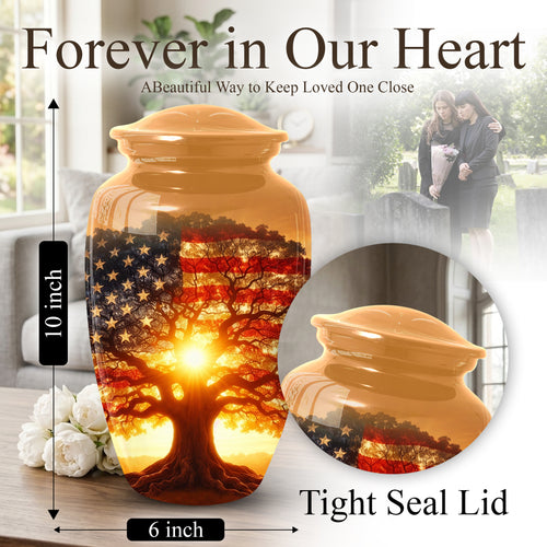 American Patriotic Memorial Large Urn - Keepsake Urn for Ashes
