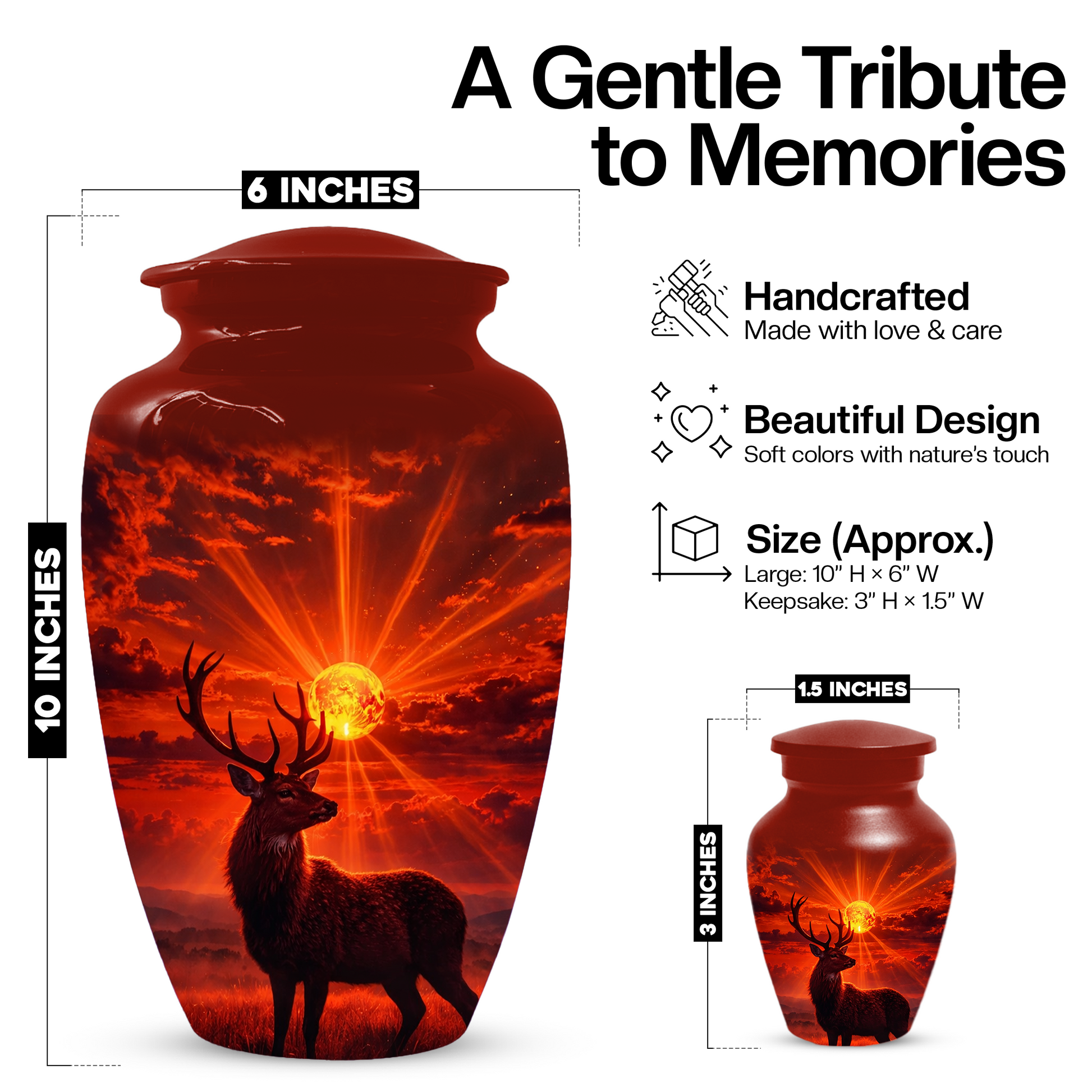 Deer Cremation Urn for Ashes | Adult Urn | Custom Memorial Urn