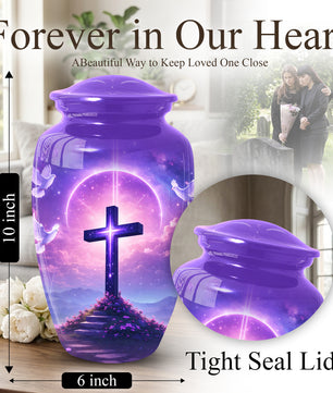 Cross Christian Memorial Urn - Keepsake Cremation Large  Urn