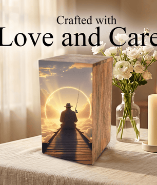 Gone Fishing in Heaven Urn For Ashes - Fisherman Urns Box For Dad