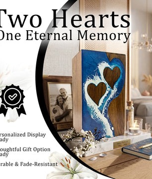 Ocean Wooden Urn For Human Ashes - Couple Urns Keepsake Box