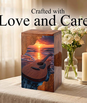 Guitar Cremation Urns for Human Ashes | Adult Urns for Ashes | Wooden Cremation Urn