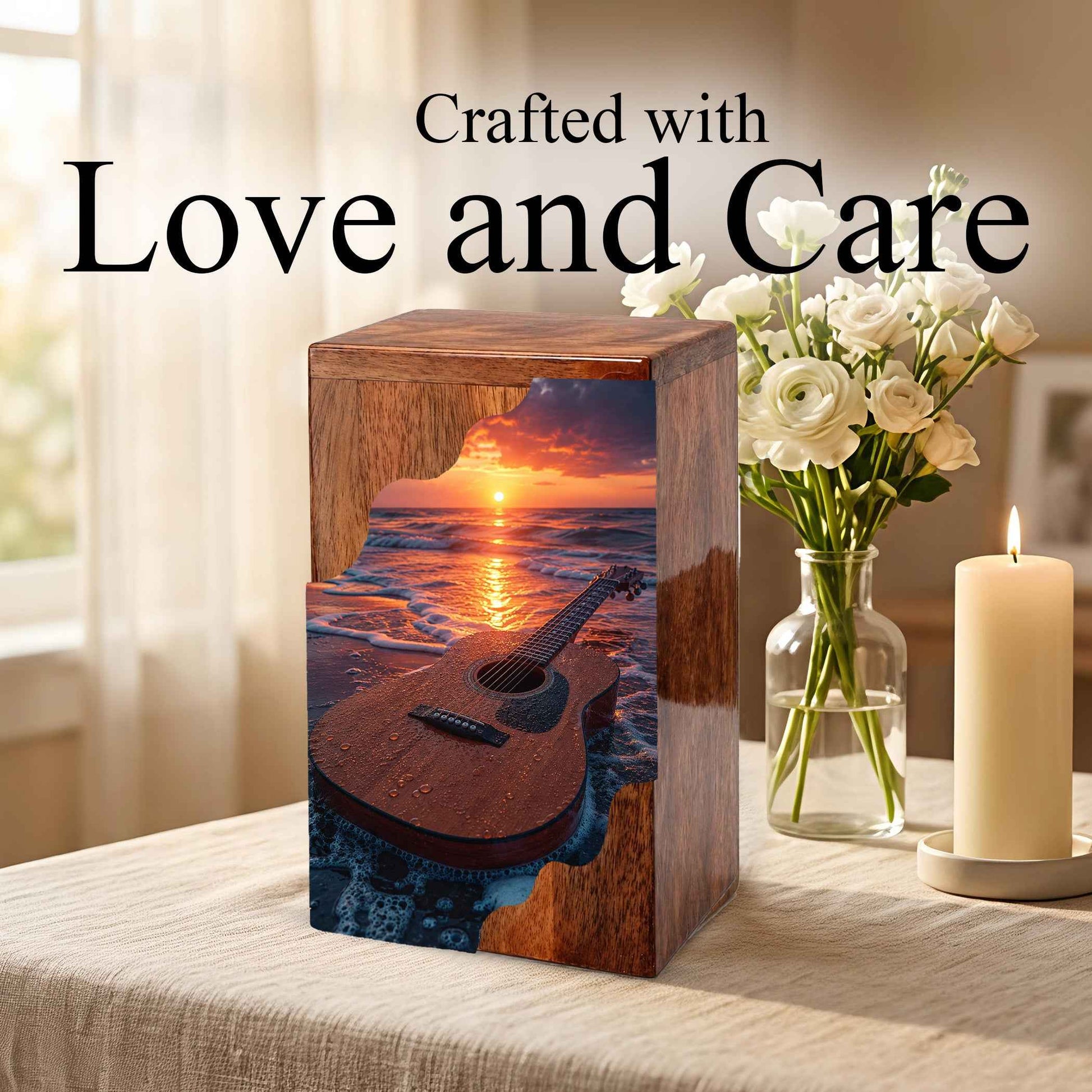 Guitar Cremation Urns for Human Ashes | Adult Urns for Ashes | Wooden Cremation Urn
