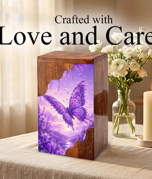 Butterfly Cremation Urn for Mom | Wooden Butterfly Urn for Human Ashes