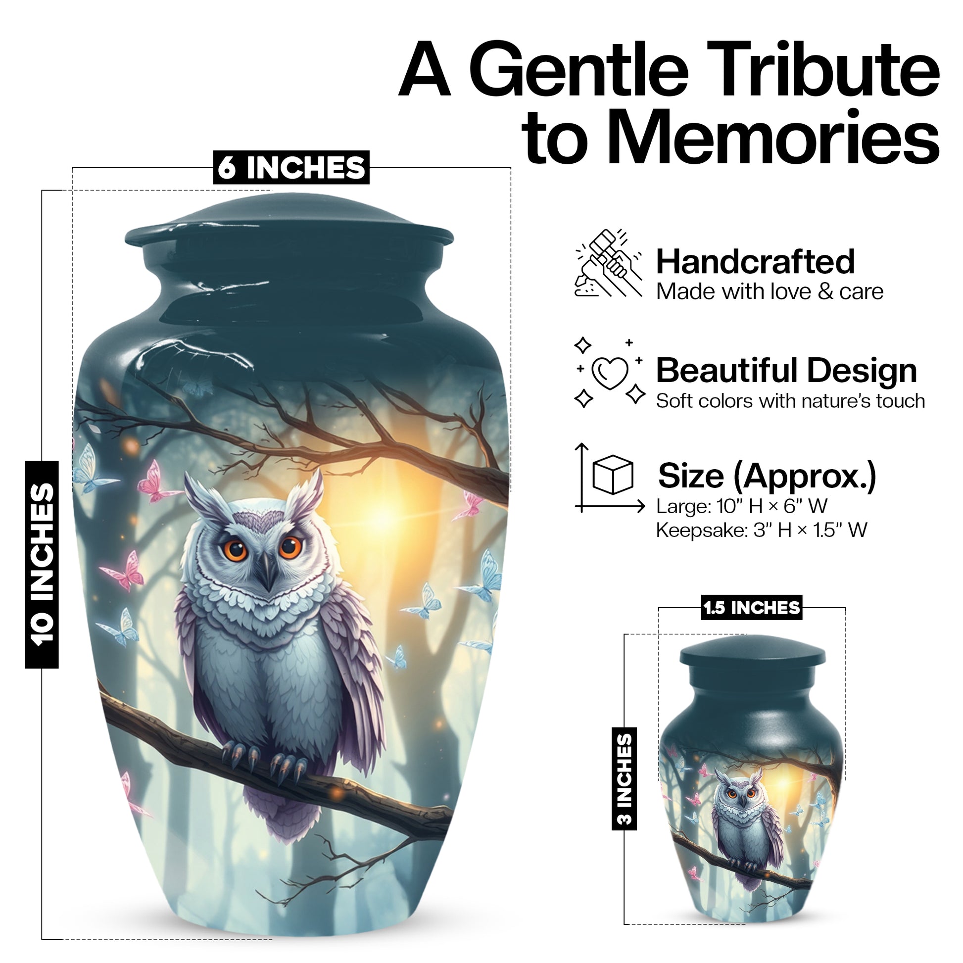 Personalized Owl Urn for Mom – Custom Owl Cremation Urn for Ashes