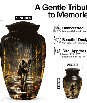 Wolf Animal Urn For Human Ashes Male | Small Keepsake & Large Cremation Urns For Men