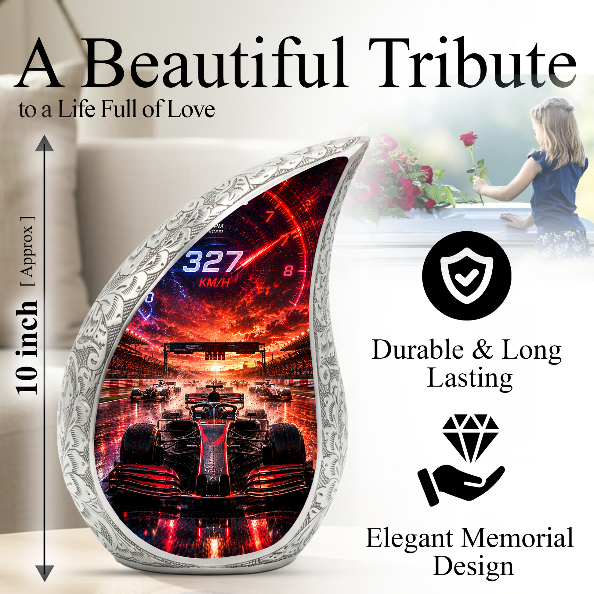 F1 Racing Car Urn for Adult Ashes | Racing Car Adult Cremation Urn