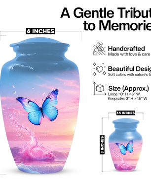 Butterfly Cremation Urn for Ashes | Blue Butterfly Memorial Urn for Mom
