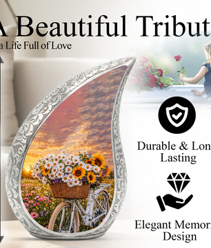 Sunflower Bicycle Adult Urn for Human Ashes – Premium Sunflower Bicycle Cremation Urn