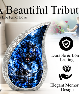 Black Panther Cremation Urn for Ashes, Panther Memorial Urn, Wildlife Adult Urn, Big Cat Cremation