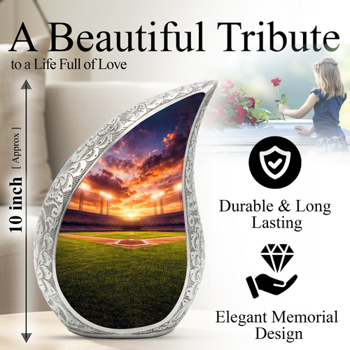 Baseball Stadium Adult Urn for Human Ashes – Premium Baseball Ground Cremation Urn