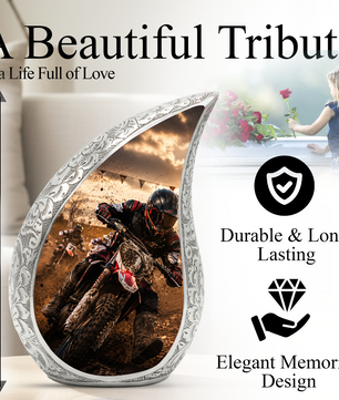 Motorcycle Rider Urn for Dad | Adult Male Cremation Urn for Ashes | Motorcycle Urns for Men