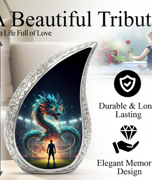 Dragon Soccer Memorial Urn for Dad | Personalized Adult Cremation Urn for Men