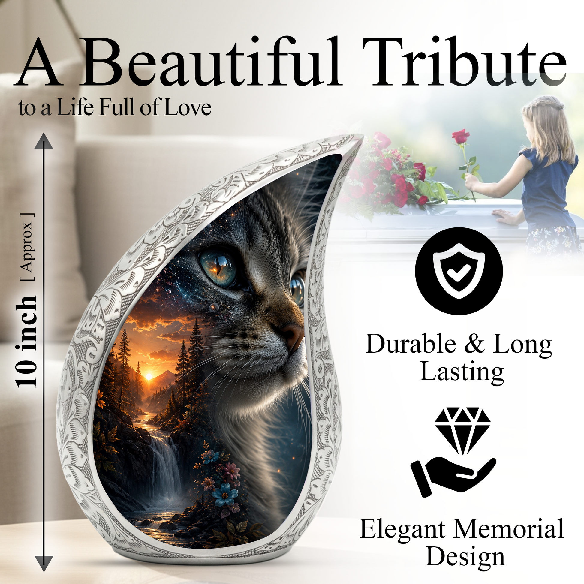 Cat Urn for Ashes | Personalized Cat Cremation Urn for Beloved Pet Memorial