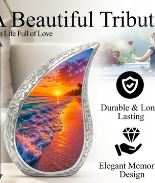 Beach Sunset Urn for Human Ashes | Ocean Sunset Beach Cremation Urn