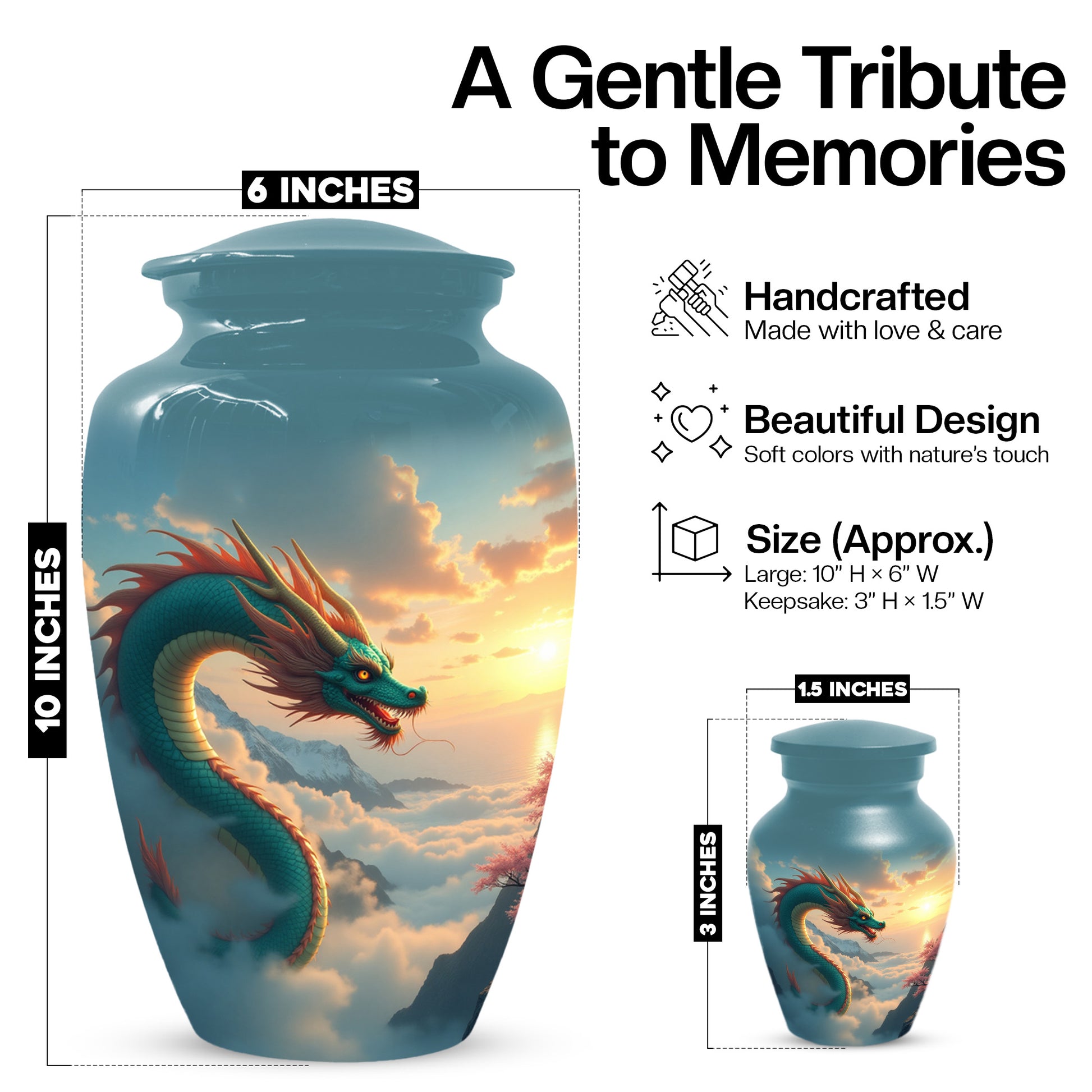 Celestial Sky Dragon Urn for Adult Ashes – Fantasy Adult Cremation Urn | Dragon Adult Urns for Ashes