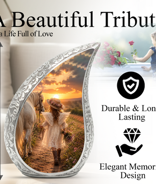 Angel Horse Memorial Urn for Ashes, Mom Cremation Urn,Adult Funeral Urn for Human Ash