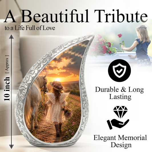 Angel Horse Memorial Urn for Ashes, Mom Cremation Urn,Adult Funeral Urn for Human Ash