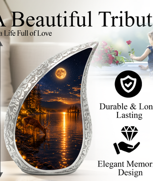Moonlit Deer Urn for Mom- Deer Cremation Urn for Women| Keepsake Urn For Ashes