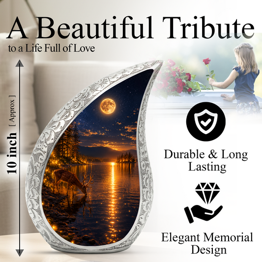 Moonlit Deer Urn for Mom- Deer Cremation Urn for Women| Keepsake Urn For Ashes