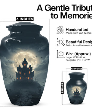 Gothic Haunted House Adult Urn for Human Ashes | Halloween Memorial Adult Cremation Urn for Ashes