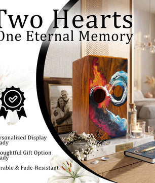 Infinity Ocean Wooden Urn For Ashes - Custom Fire Wood Keepsake Urns Box