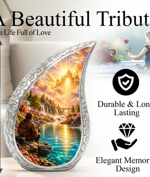 Fishing Cremation Urn for Adult Ashes, Personalized Fishing Memorial Urn