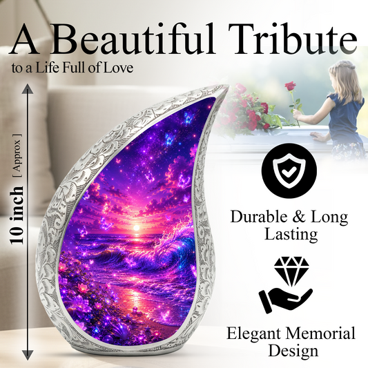 Neon Ocean Butterfly Beach Cremation Urn for Adult Ashes – Beautiful Beach-Themed Urn for Human Ashes
