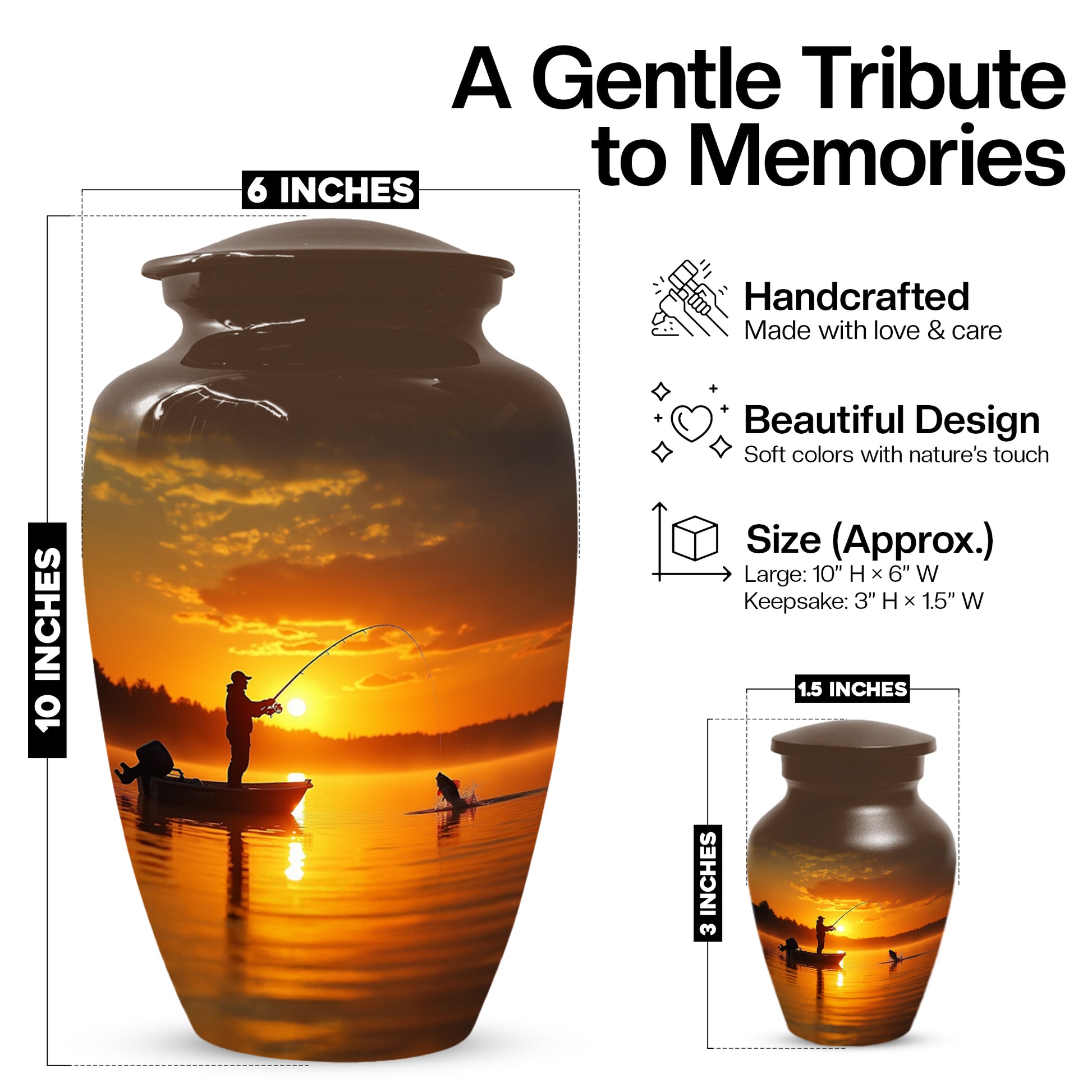 Fishing Urn for Human Ashes | Gone Fishing Cremation Urn for Dad