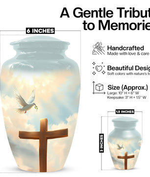 Christian Cross Cremation Urn for Mom – Dove Memorial Urn for Ashes
