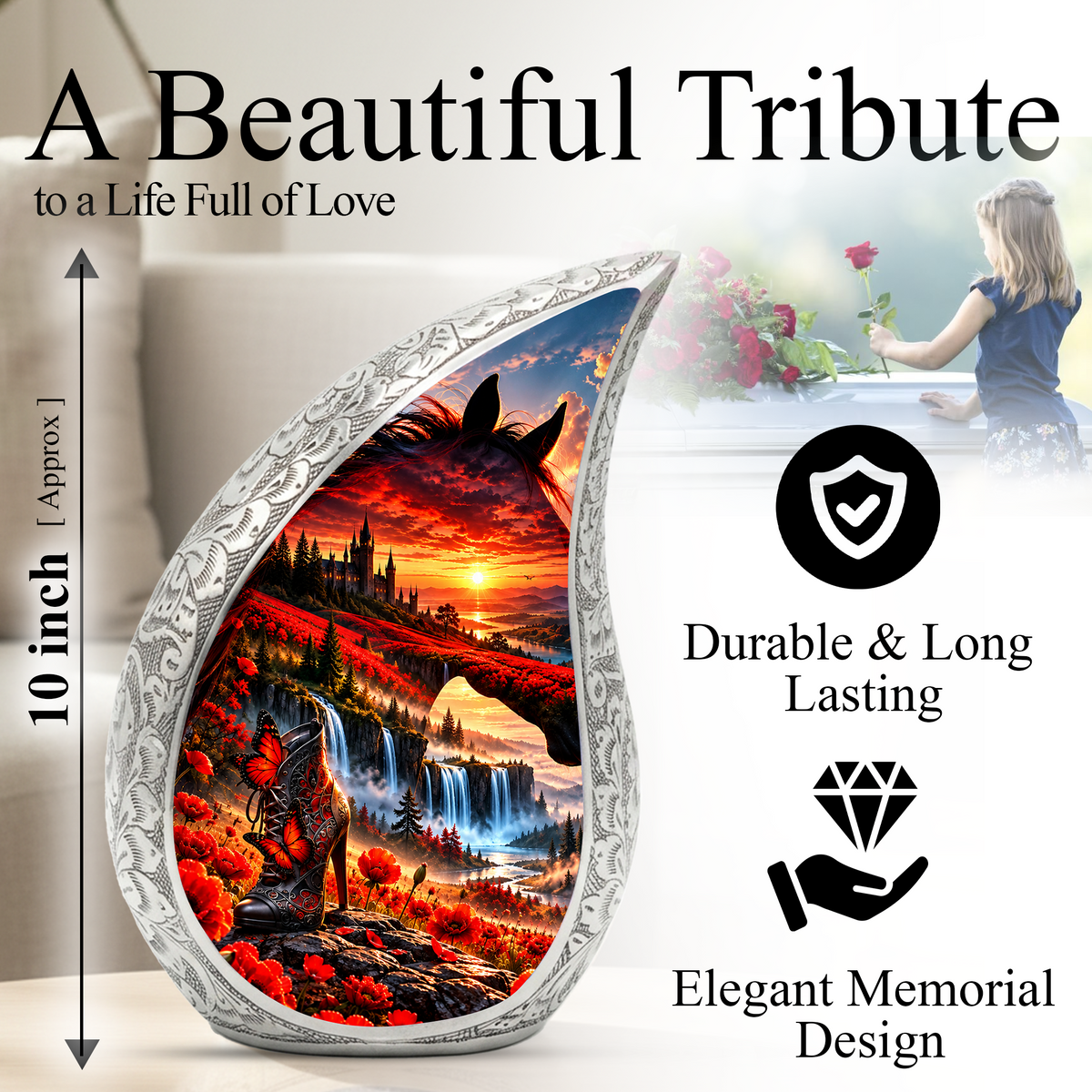 Horse Cremation Urn for Ashes, Horse Memorial Urn, Equestrian Adult Urn, Horse Lover Cremation Urn