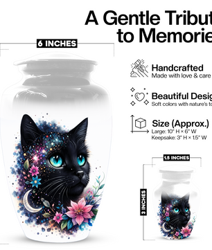 Black Cat Urn for Ashes, Custom Cat Memorial Urn, Pet Cremation Urn