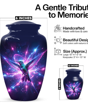 Humming Bird with Blue Urn for Human Ashes | Blue Hummingbird Adult Cremation Urn