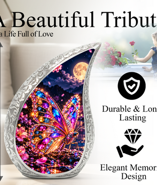 Colorful Butterfly Urn for Ashes, Jeweled Butterfly Cremation Urn