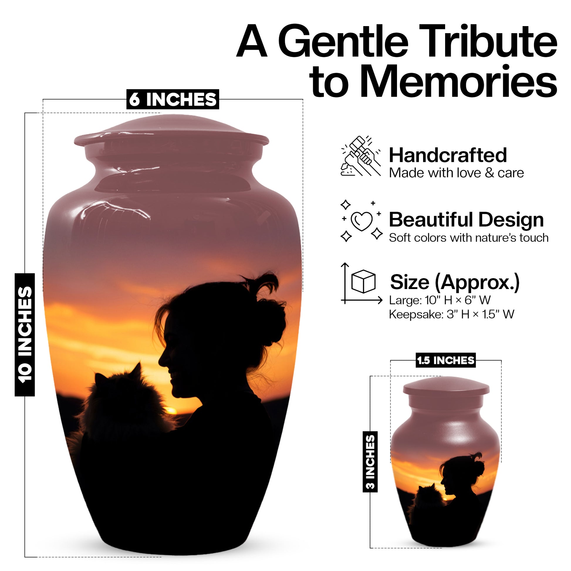 Personalized Cat Urn for Ashes | Custom Metal Pet Memoria